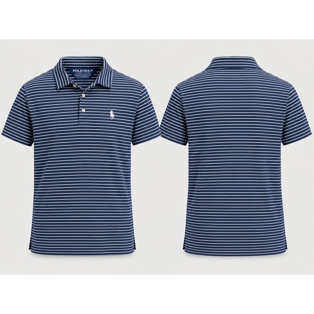Polo Golf Ralph Lauren Polo Shirt‎ Mens XL Navy Blue White Striped Pima Cotton
